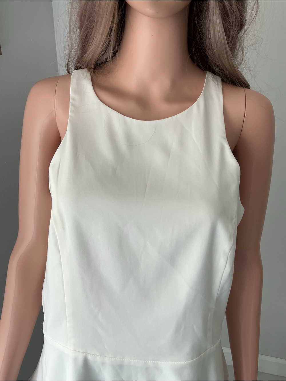 Express Cream Sleeveless Peplum Top L - Picture 6 of 13